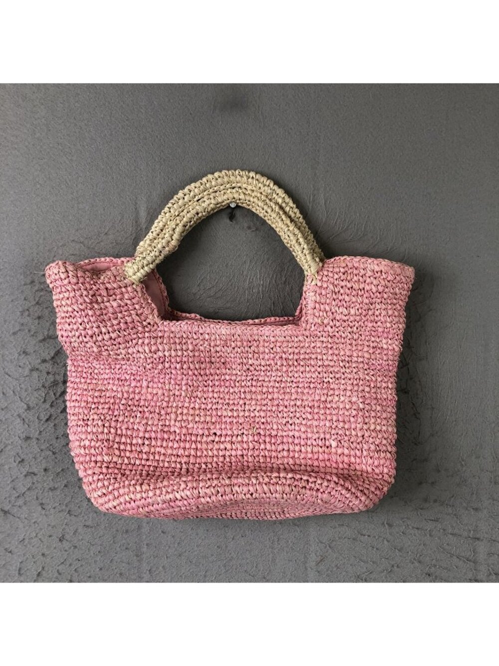 Sarah Stewart Pink Bag Womens Medium Straw Beach Lined Summer Preppy Easter NEW